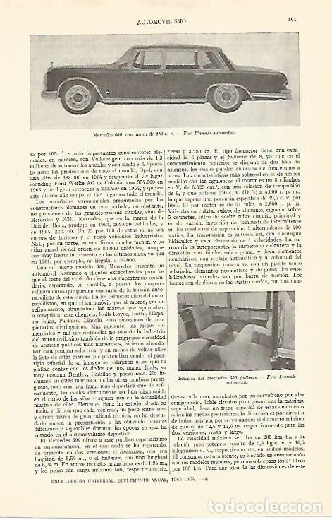 Otros art&iacute;culos de coleccionismo en papel: LAMINA ESPASA 20800: Mercedes 600 - Varios