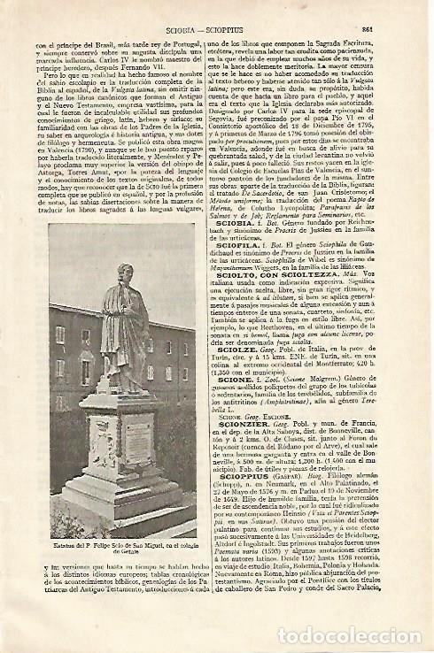 Otros art&iacute;culos de coleccionismo en papel: LAMINA ESPASA 12432: Estatua de Scio de San Miguel en el colegio de Getafe - Varios