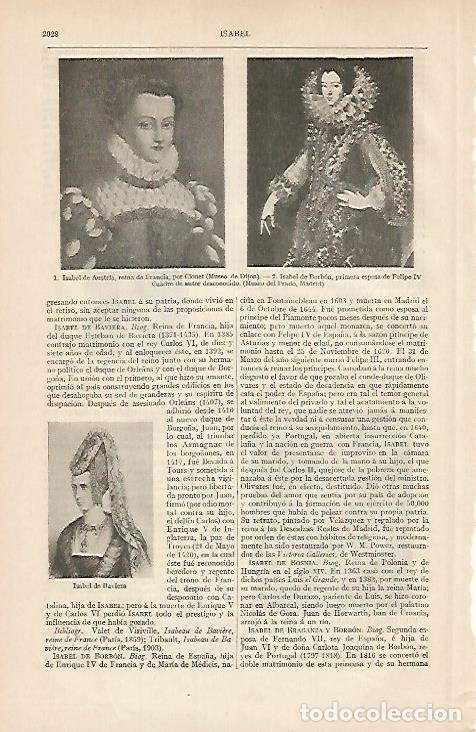 Altri oggetti di carta: LAMINA ESPASA 7241: Isabel de Borbon Isabel de Austria e Isabel de Baviera - Varios