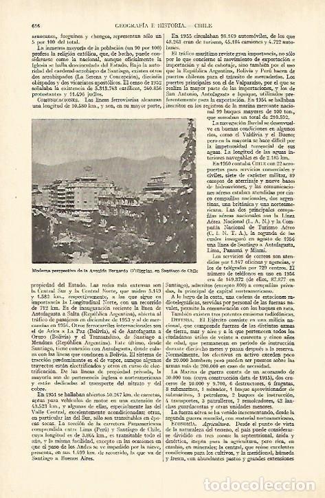 Otros art&iacute;culos de coleccionismo en papel: LAMINA ESPASA 26962: Avenida Bernardo O Higgins de Santiago de Chile - Varios