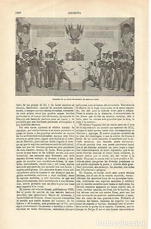 Otros art&iacute;culos de coleccionismo en papel: LAMINA ESPASA 16679: Grabado de maestro de esgrima de 1835 - Varios