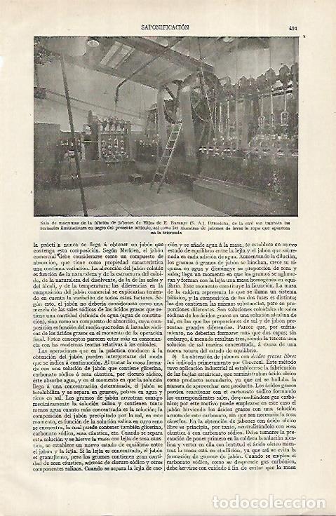 Collectionnisme Papier divers: LAMINA ESPASA 12345: Sala de maquinas de la fabrica de jabones Hijos de E. Barange SA en Barcelona -