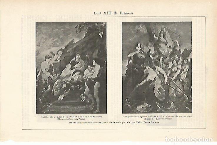 Altri oggetti di carta: LAMINA ESPASA 1799: Cuadros de Rubens para Luis XIII de Francia - Varios Autores