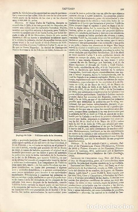 Otros art&iacute;culos de coleccionismo en papel: LAMINA ESPASA 19465: Edificios de Santiago de Chile - Varios