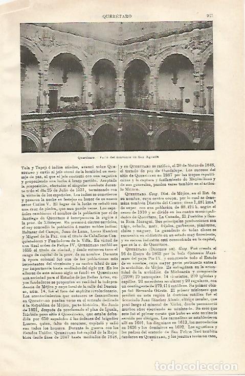 Otros art&iacute;culos de coleccionismo en papel: LAMINA ESPASA 20683: Convento de San Agustin en Queretaro - Varios