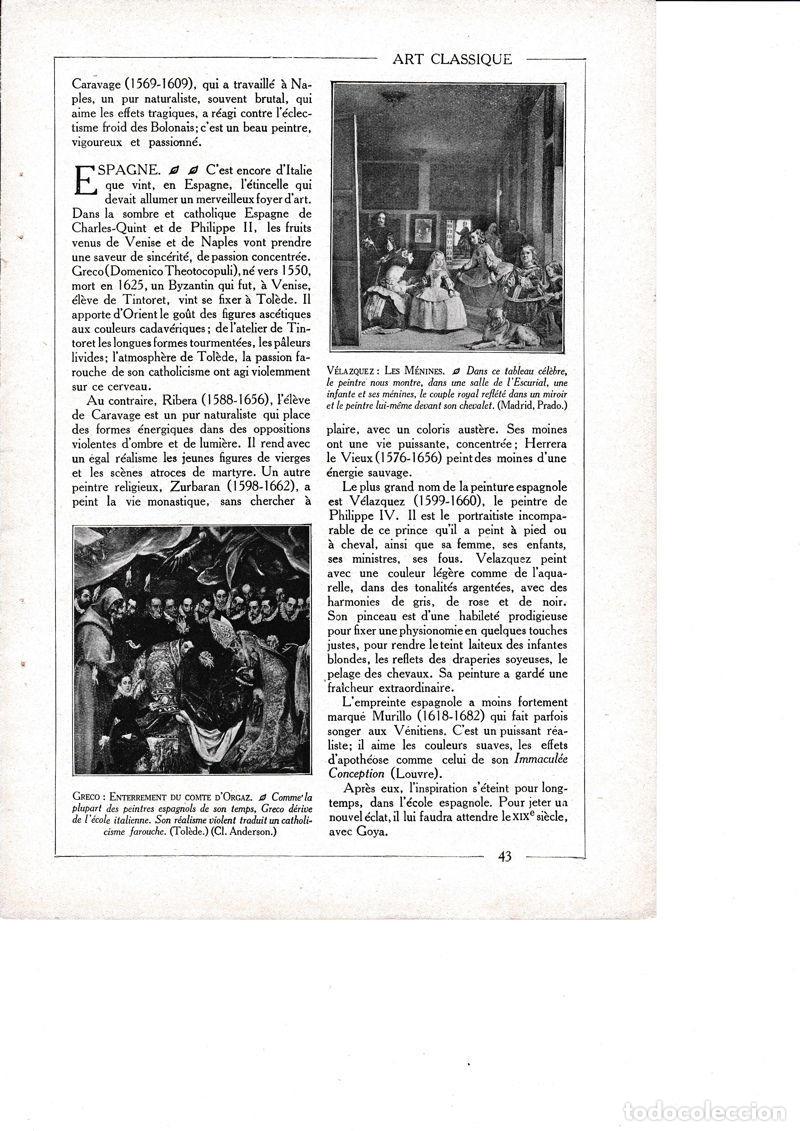 Otros art&iacute;culos de coleccionismo en papel: LAMINA 30192: Velazquez Les Menines Greco Enterrement du compte d Orgaz - Librairie Hachette