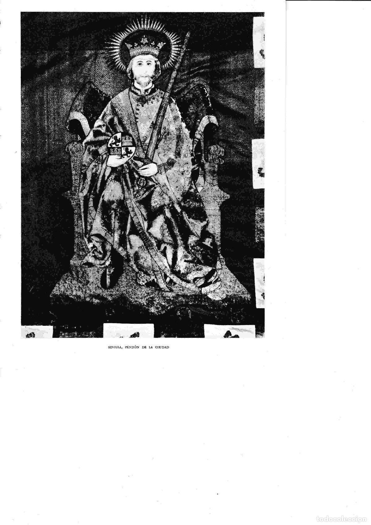 Altri oggetti di carta: LAMINA 6319: Pendon de la ciudad de Sevilla - Jose M&ordf; Peman