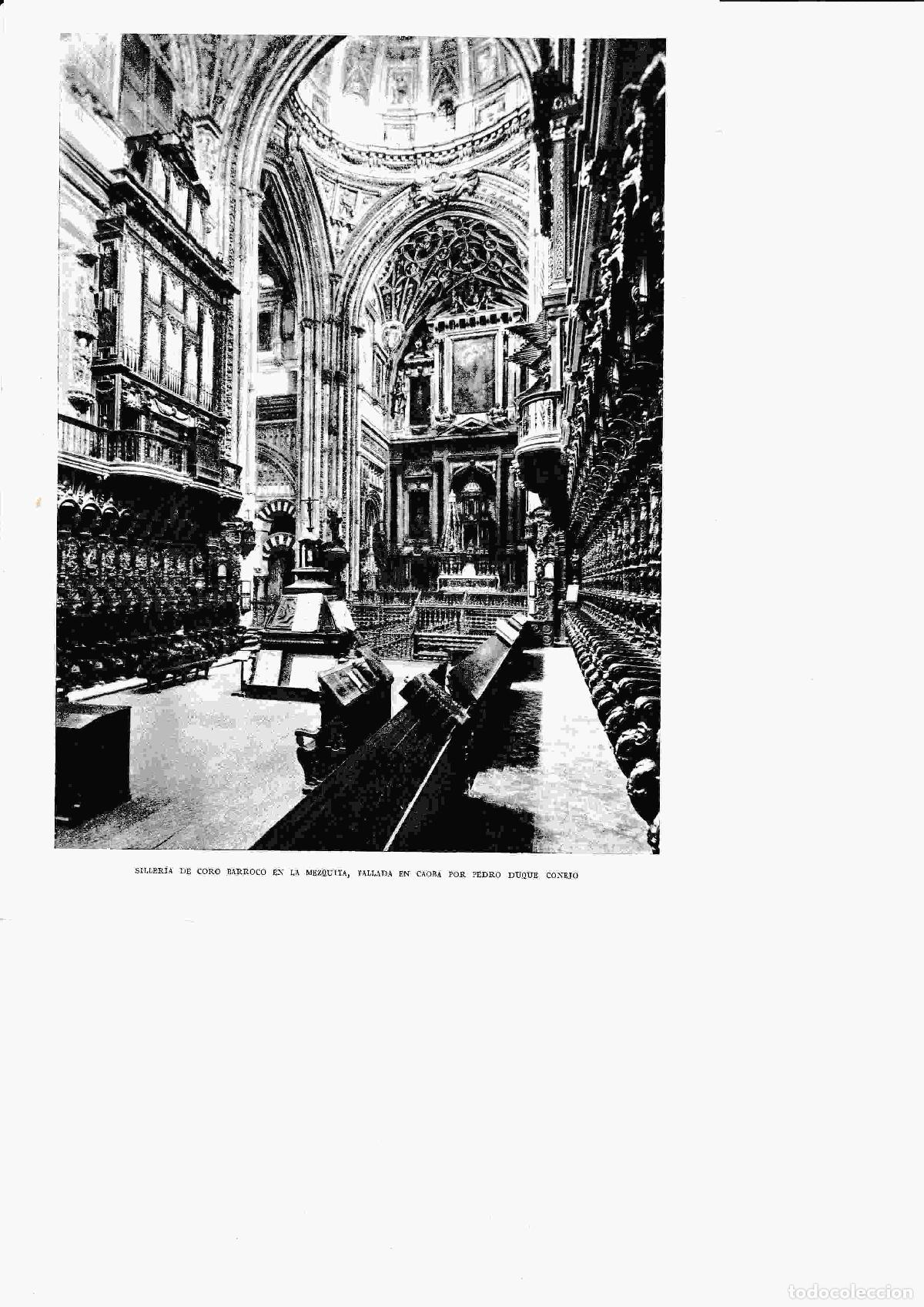 Otros art&iacute;culos de coleccionismo en papel: LAMINA 6390: Silleria del coro barroco en la mezquita tallada por Pedro Conejo - Jose M&ordf; Peman
