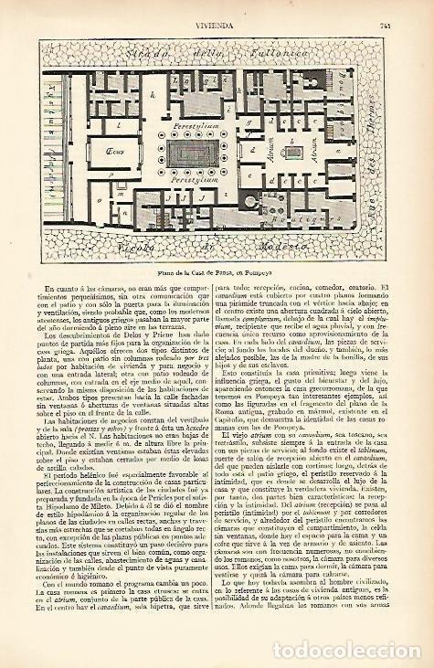Otros art&iacute;culos de coleccionismo en papel: LAMINA ESPASA 4152: Plano de la Casa de Pansa en Pompeya - Varios Autores