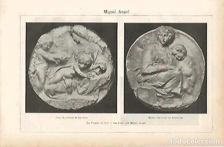 Otros art&iacute;culos de coleccionismo en papel: LAMINA ESPASA 5138: La Virgen el Ni&ntilde;o y San Juan por Miguel Angel - Varios Autores