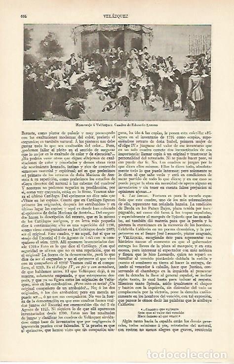 Otros art&iacute;culos de coleccionismo en papel: LAMINA ESPASA 5967: Homenaje a Velazquez por Eduardo Lozano - Varios Autores