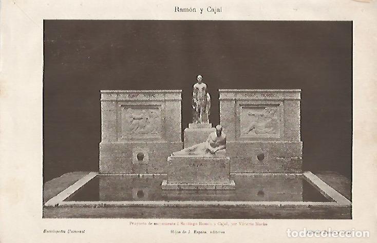 Otros art&iacute;culos de coleccionismo en papel: LAMINA ESPASA 5044: Proyecto de monumento a Ramon y Cajal por V. Macho - Varios Autores