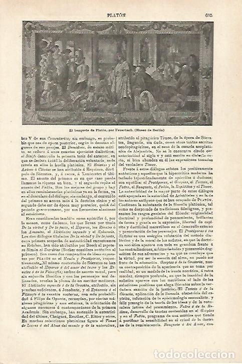 Otros art&iacute;culos de coleccionismo en papel: LAMINA ESPASA 27138: El banquete de Platon por Feuerbach - Varios