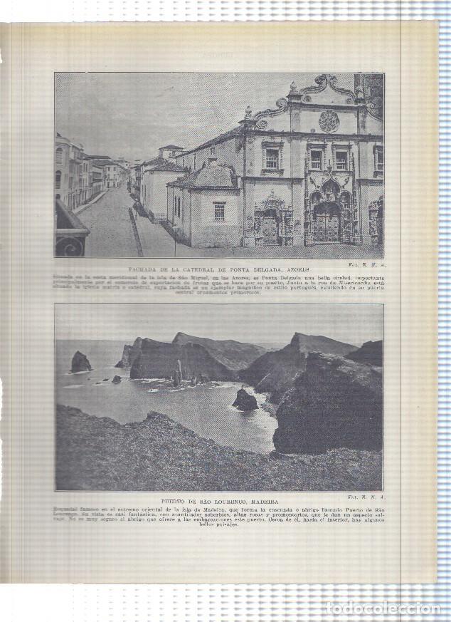 Otros art&iacute;culos de coleccionismo en papel: Lamina/sheet/feuille numerada 331/332: fachada catedra Ponta Delgada en Azores y Puerto de Sao Loure