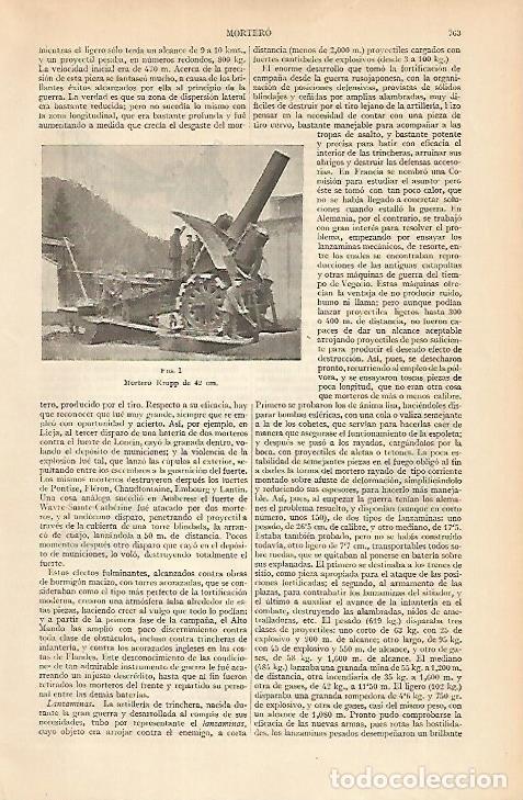 Otros art&iacute;culos de coleccionismo en papel: LAMINA ESPASA 4933: Mortero Krupp de 42 centimetros - Varios Autores