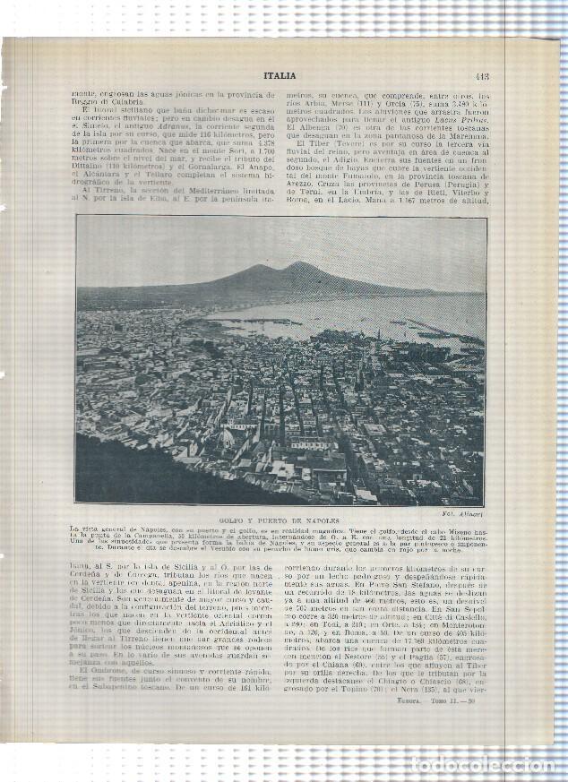 Otros art&iacute;culos de coleccionismo en papel: Lamina/sheet/feuille numerada 413/414: Italia: Golfo y puerto de Napoles,, ruinas de Pompeya