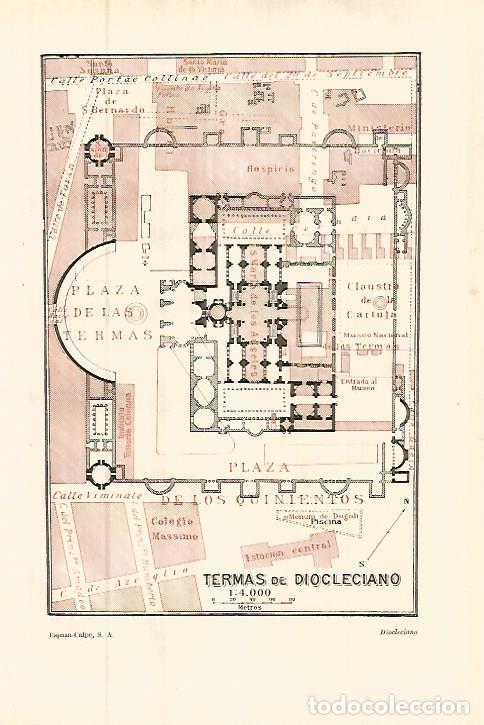 Otros art&iacute;culos de coleccionismo en papel: LAMINA ESPASA 27867: Plano de las Termas de Diocleciano - Varios