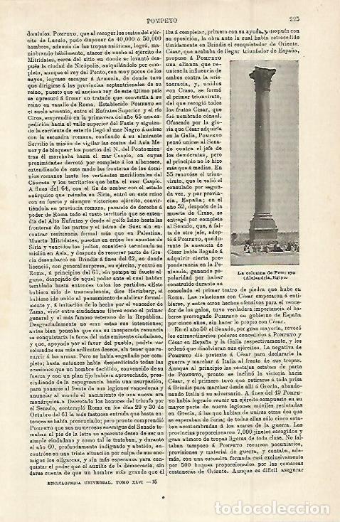 Otros art&iacute;culos de coleccionismo en papel: LAMINA ESPASA 15207: Columna de Pompeyo en Alejandria Egipto - Varios