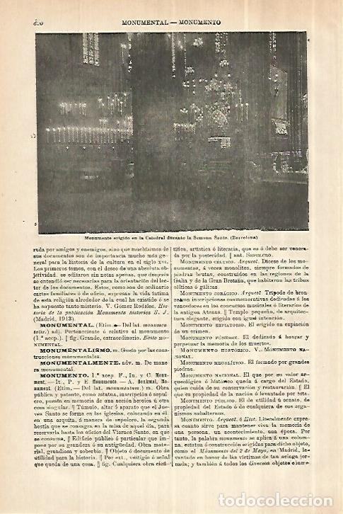 Otros art&iacute;culos de coleccionismo en papel: LAMINA ESPASA 28071: Monumento en el interior de la Catedral de Barcelona por Semana Santa - Varios
