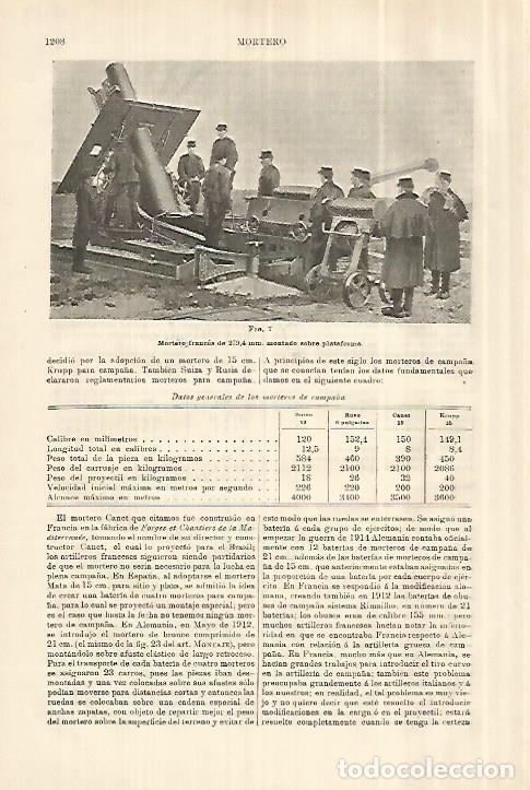 Otros art&iacute;culos de coleccionismo en papel: LAMINA ESPASA 28127: Mortero de Francia de 2794 mm - Varios