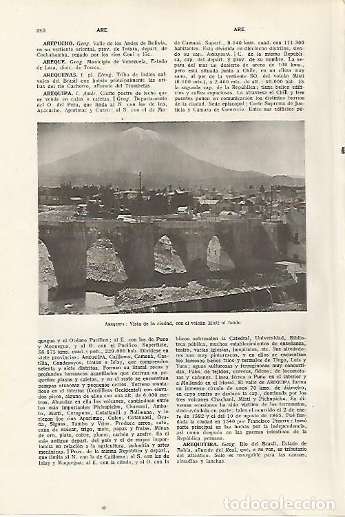 Otros art&iacute;culos de coleccionismo en papel: LAMINA SALVAT 80294: Vista de Arequipa Peru - Varios