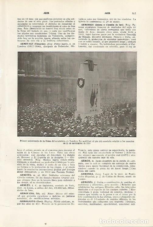 Otros art&iacute;culos de coleccionismo en papel: LAMINA SALVAT 80320: Primer aniversario del armisticio en Londres 1920 - Varios