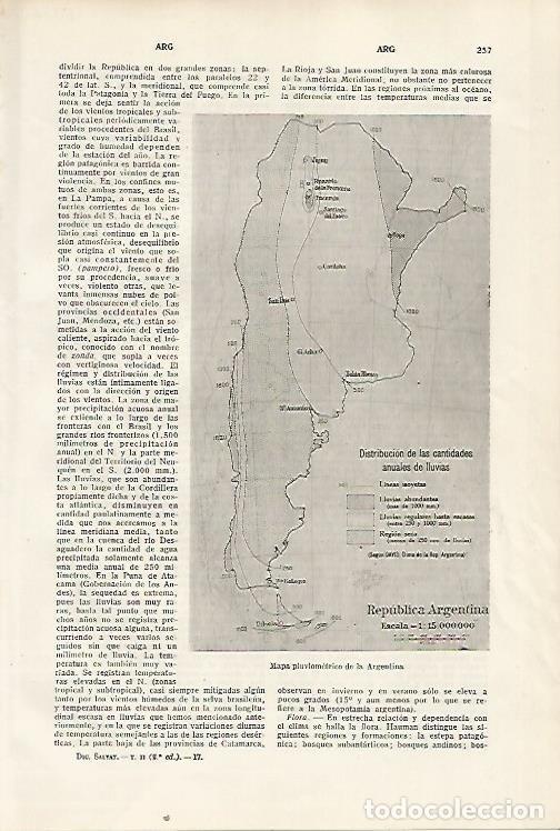 Otros art&iacute;culos de coleccionismo en papel: LAMINA SALVAT 80306: Mapa pluviometrico de Argentina - Varios