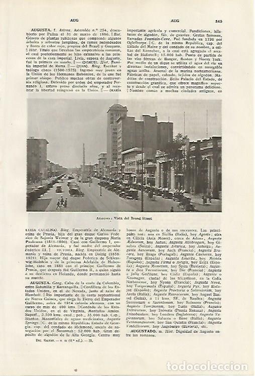 Otros art&iacute;culos de coleccionismo en papel: LAMINA SALVAT 80383: Broad Street en Augusta (Estados Unidos) - Varios