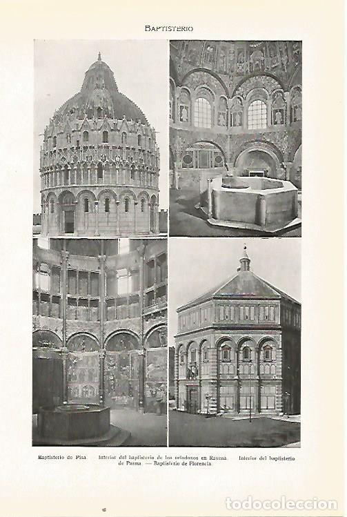 Otros art&iacute;culos de coleccionismo en papel: LAMINA SALVAT 80472: Baptisterio de Pisa Ravena Parma y Florencia - Varios