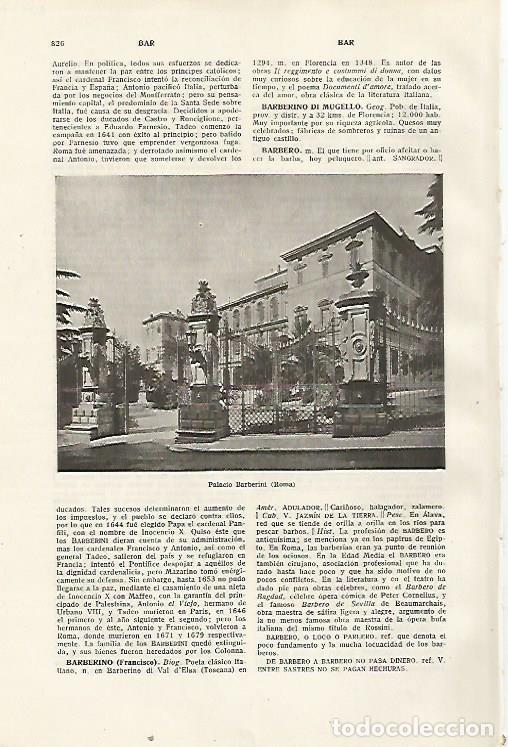 Otros art&iacute;culos de coleccionismo en papel: LAMINA SALVAT 80477: Palacio Barberini en Roma - Varios
