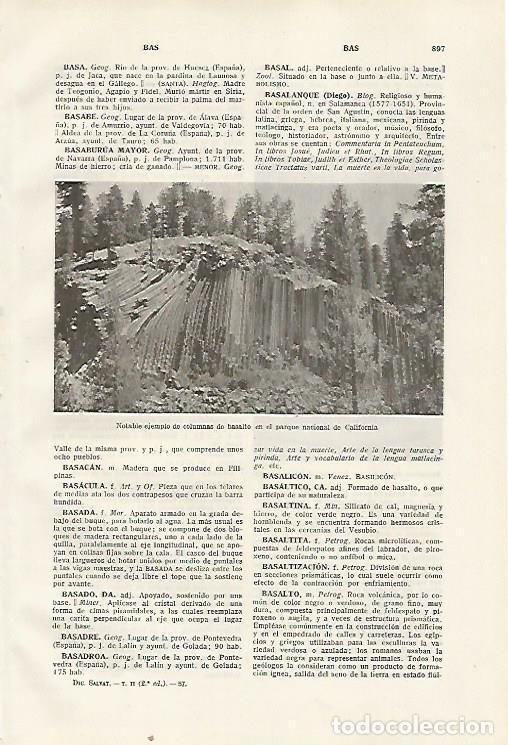 Otros art&iacute;culos de coleccionismo en papel: LAMINA SALVAT 80500: Basalto en el parque nacional de California - Varios