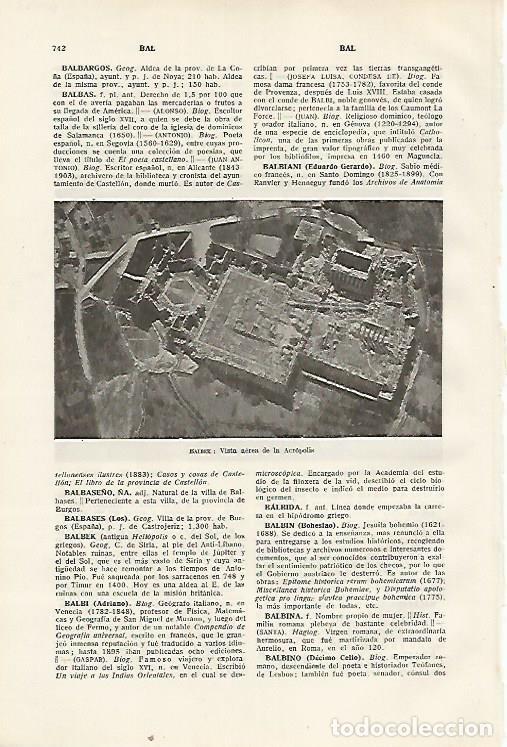 Otros art&iacute;culos de coleccionismo en papel: LAMINA SALVAT 80443: Vista aerea de la acropolis de Balbek (Libano) - Varios