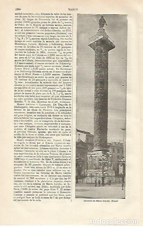Otros art&iacute;culos de coleccionismo en papel: LAMINA ESPASA 18739: Columna de Marco Aurelio en Roma - Varios