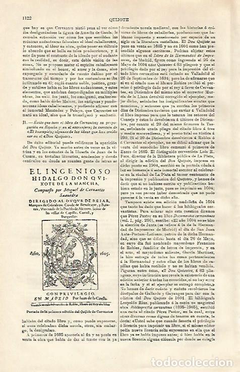 Otros art&iacute;culos de coleccionismo en papel: LAMINA ESPASA 20706: Primera edicion de El Quijote - Varios