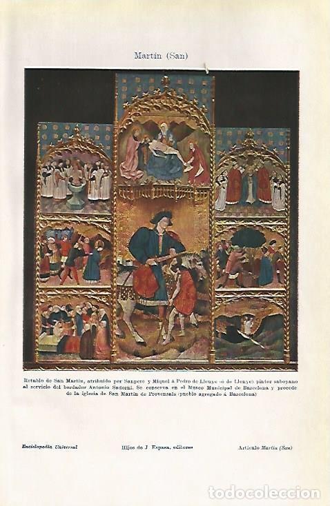 Otros art&iacute;culos de coleccionismo en papel: LAMINA ESPASA 1126: Retablo de San Martin Barcelona - Varios Autores