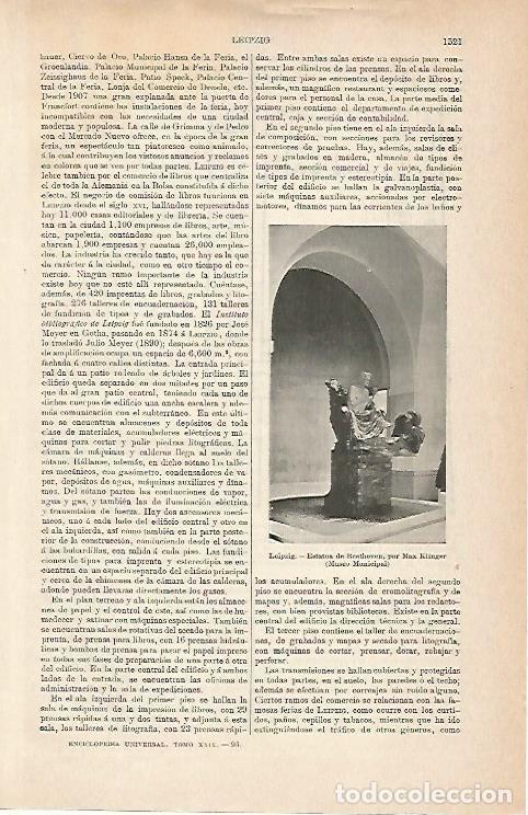 Otros art&iacute;culos de coleccionismo en papel: LAMINA ESPASA 9130: Estatua de Beethoven en Leipzig - Varios