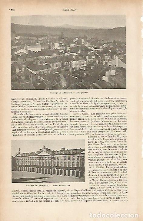 Otros art&iacute;culos de coleccionismo en papel: LAMINA ESPASA 19441: Vista de Santiago de Compostela - Varios