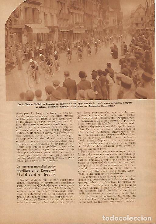 Otros art&iacute;culos de coleccionismo en papel: LAMINA BLANCO Y NEGRO 7928: Tour de Francia de 1936 - Varios