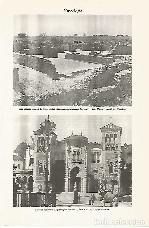Altri oggetti di carta: LAMINA ESPASA 13473: Casa romana de Ampurias y Museo Arqueologico de Sevilla - Varios