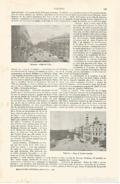 Otros art&iacute;culos de coleccionismo en papel: LAMINA ESPASA 30017: Calle de Colon y Plaza de Emilio Castelar en Valencia - Varios