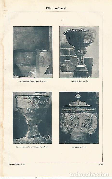 Otros art&iacute;culos de coleccionismo en papel: LAMINA ESPASA 23234: Pila bautismal de la Catedral de Ssegovia San Juan las Fonts Villamiel y Catedr