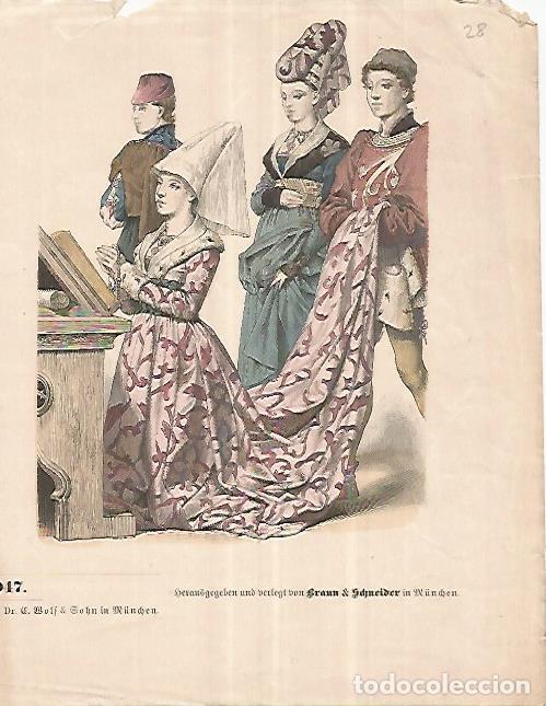Otros art&iacute;culos de coleccionismo en papel: LAMINA 11183: Mujer de la Edad Media - Braun & Scheneider