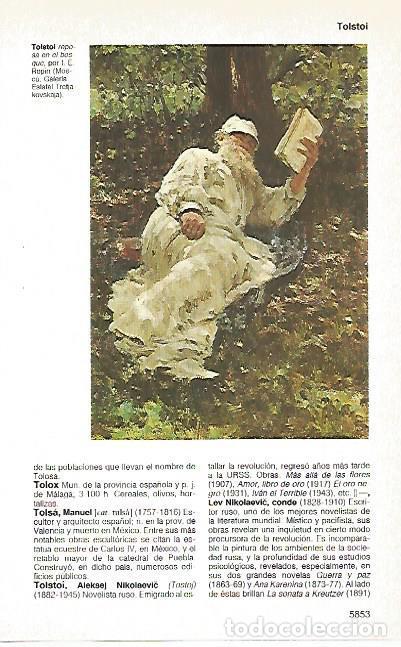 Otros art&iacute;culos de coleccionismo en papel: LAMINA 11328: Tolstoi reposa en el bosque por I.E. Repin - Varios