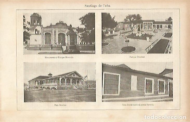 Otros art&iacute;culos de coleccionismo en papel: LAMINA ESPASA 19451: Vistas de Santiago de Cuba - Varios