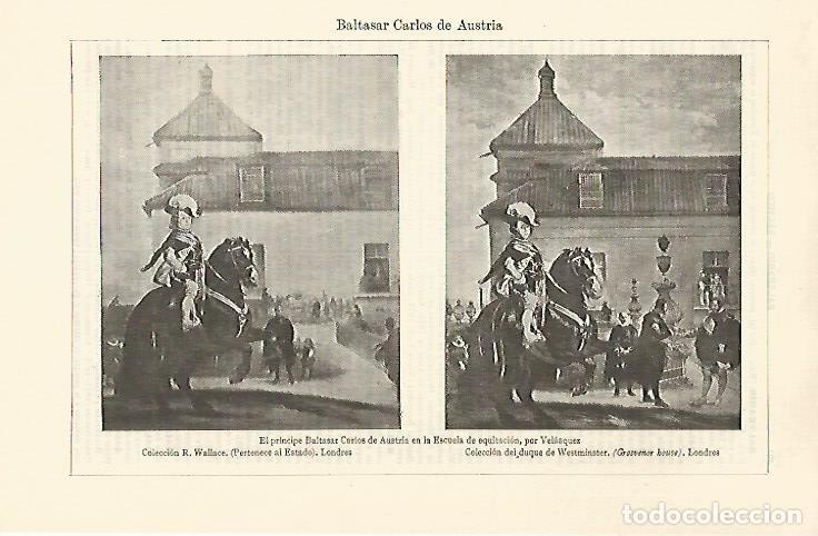 Otros art&iacute;culos de coleccionismo en papel: LAMINA ESPASA 30759: El principe Carlos de Austria en la Escuela de Equitacion por Velazquez - Vario