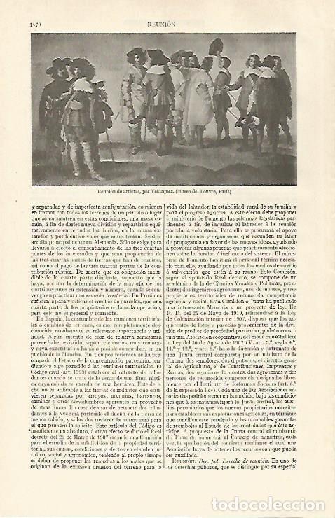 Otros art&iacute;culos de coleccionismo en papel: LAMINA ESPASA 31101: Reunion de artistas por Velazquez - Varios