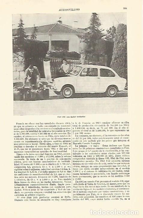 Otros art&iacute;culos de coleccionismo en papel: LAMINA ESPASA 20802: Fiat 850 - Varios