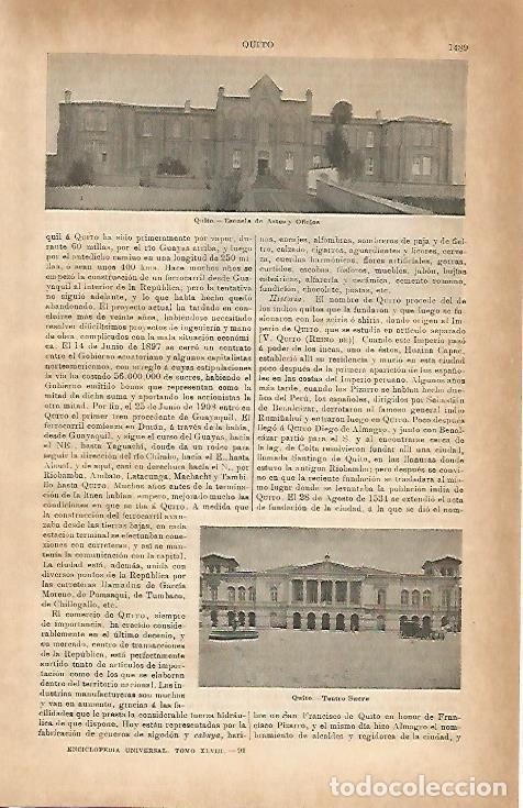 Sammelleidenschaft Andere Papierartikel: LAMINA ESPASA 3849: Escuela de Artes y Oficios de Quito Ecuador - Varios Autores