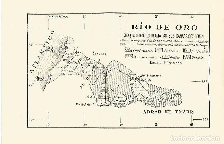 Otros art&iacute;culos de coleccionismo en papel: LAMINA ESPASA 13652: Croquis geologico de Rio de Oro - Varios