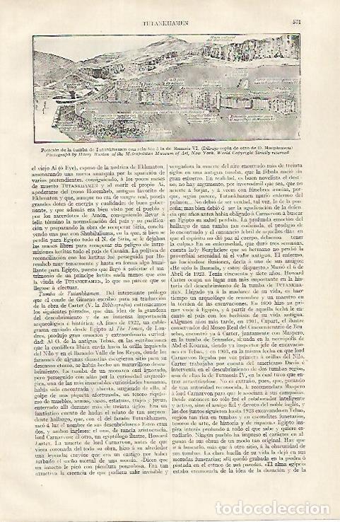 Collectionnisme Papier divers: LAMINA ESPASA 31818: Situacion de la tumba de Tutankhamon en el Valle de los Reyes - Varios